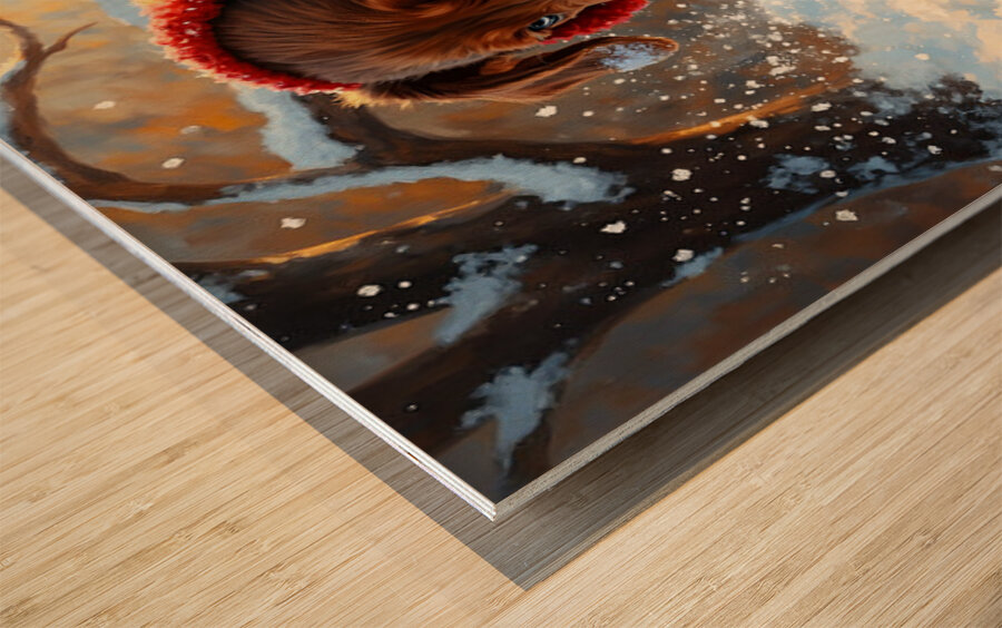 Dachshund Puppys First Snowy Adventure With Earmuffs Impression sur bois