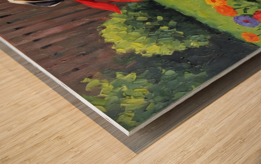 Pug Puppy Discovers His Superhero Mask Wood print