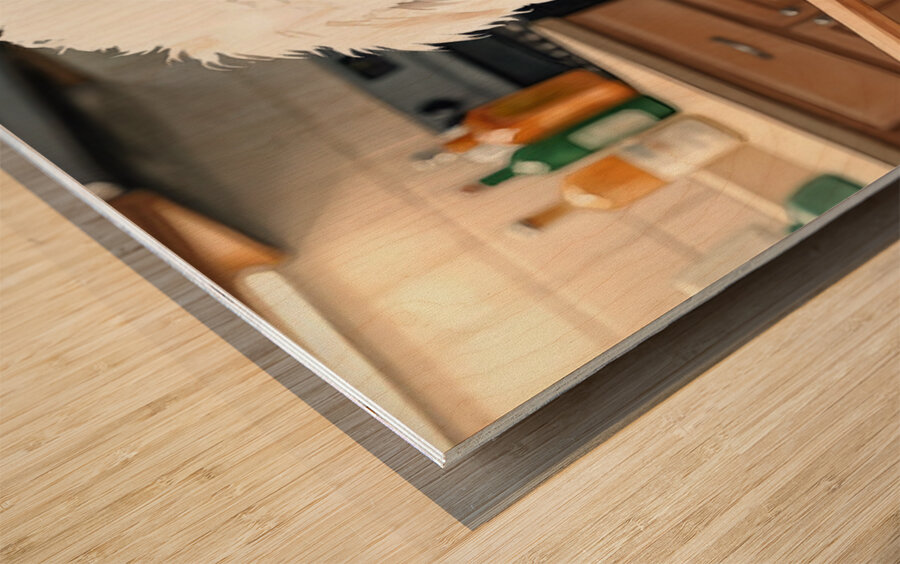 Bichon Frise Puppy Discovers Something New Wood print