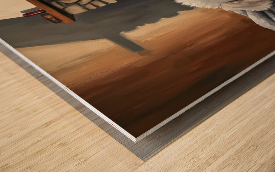 Bichon Frise Puppy Dreams By The Fireplace Impression sur bois