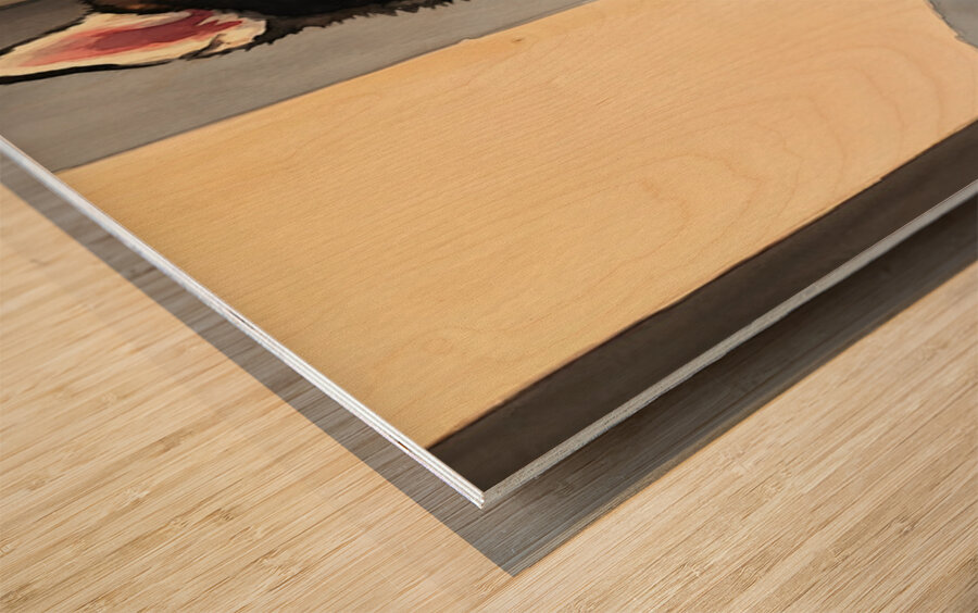 Sleepy Husky Puppy Naps On Cozy Windowsill Impression sur bois