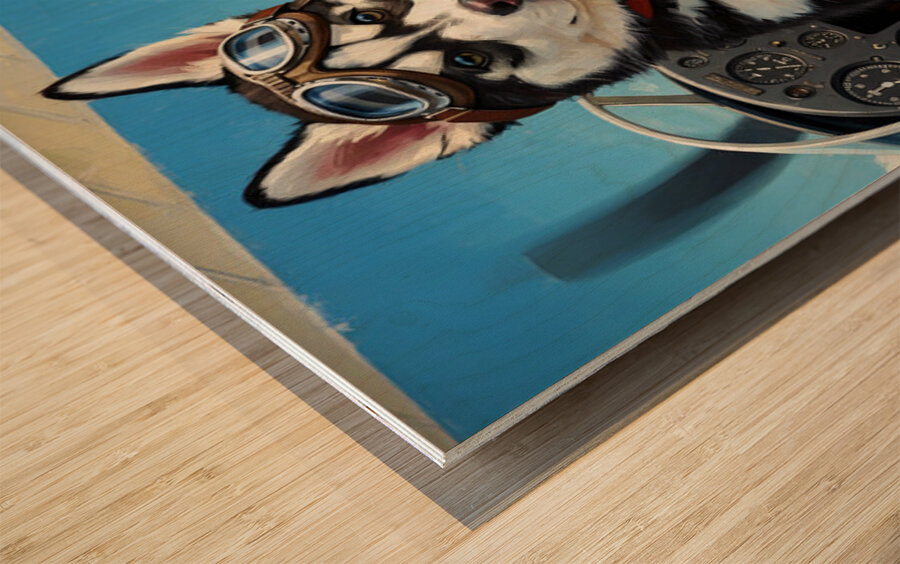 Husky Puppy Dreams Of Sky Adventures Wood print