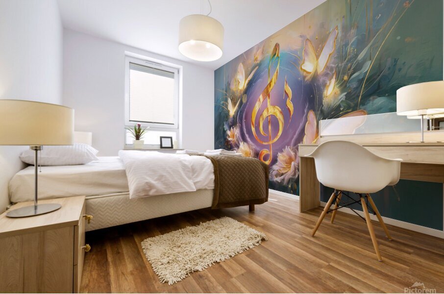 abstract oil painting that captures the essence of guitar music Mural print