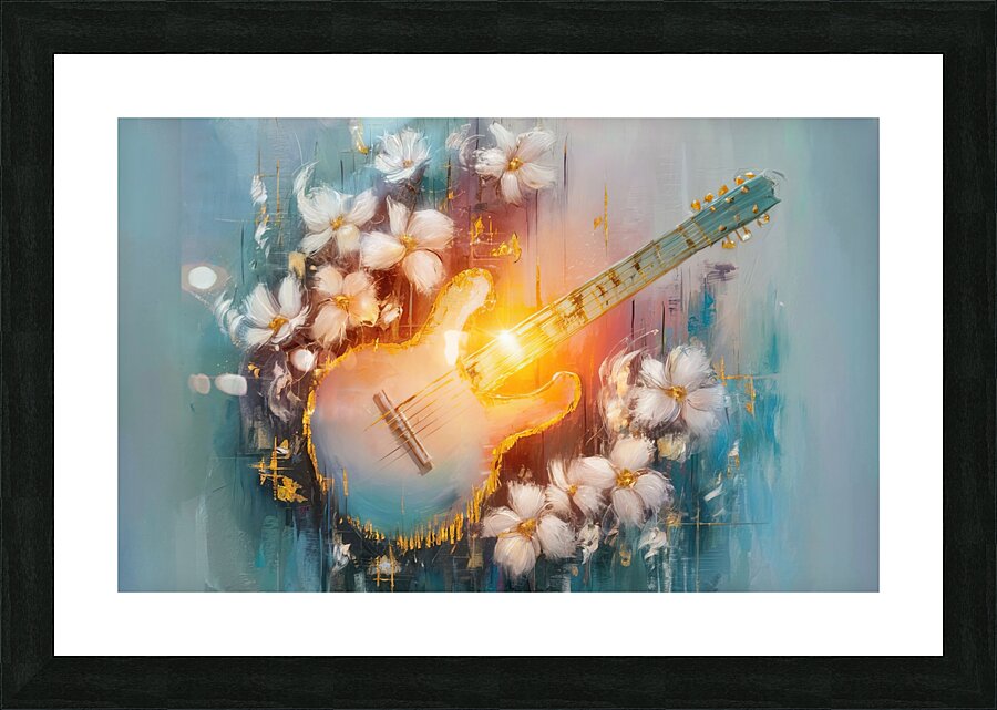 abstract oil painting that captures the essence of guitar music Picture Frame print