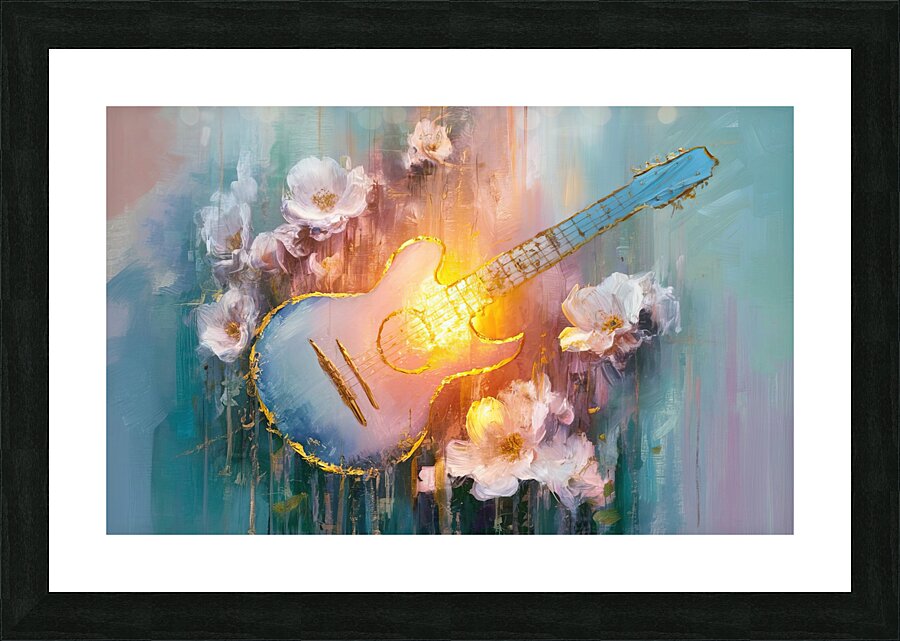 abstract oil painting that captures the essence of guitar music Picture Frame print