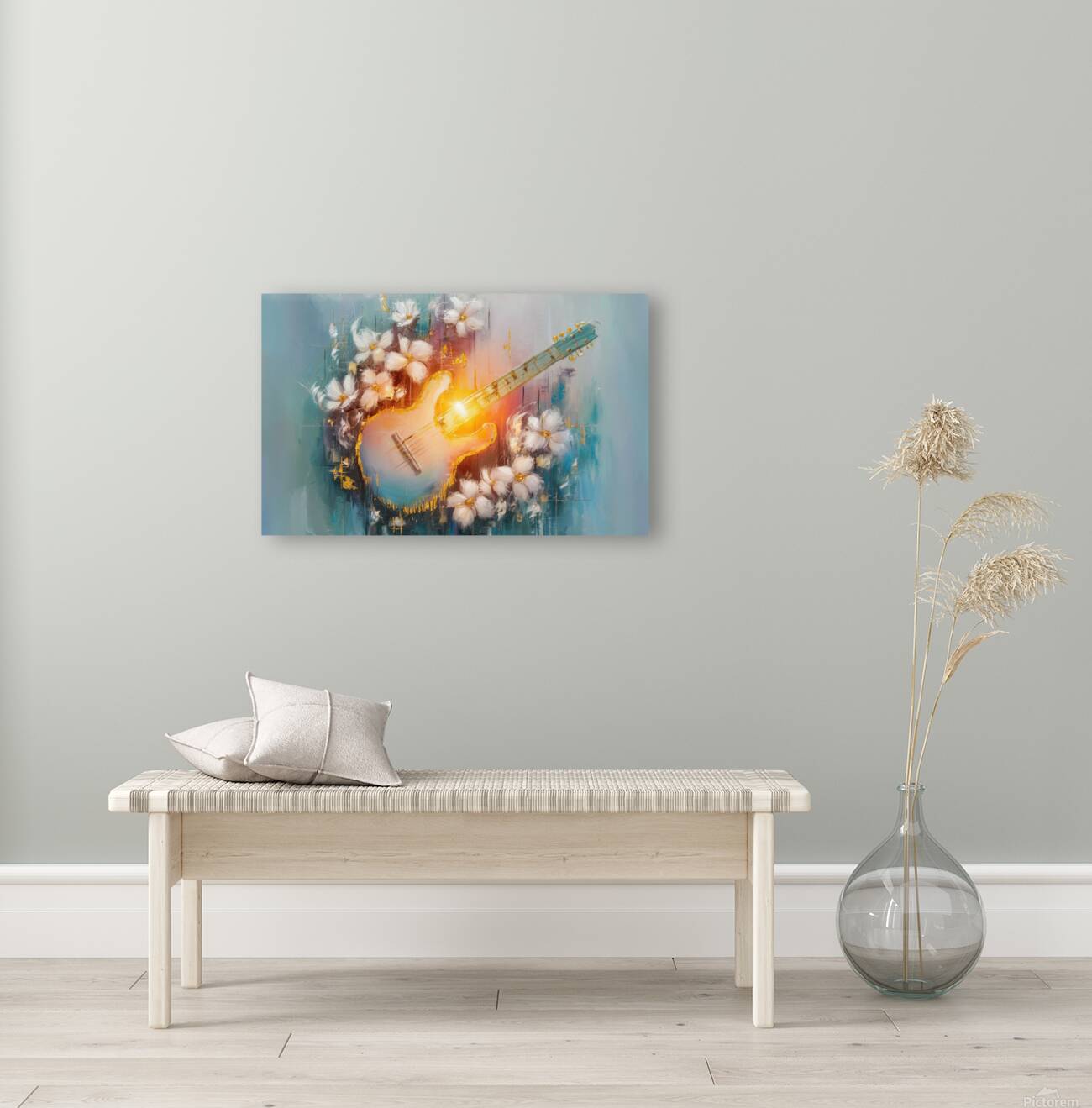 abstract oil painting that captures the essence of guitar music Reproduction