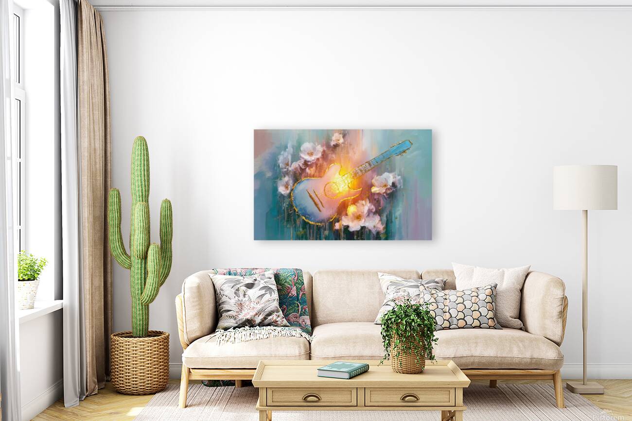 abstract oil painting that captures the essence of guitar music Reproduction