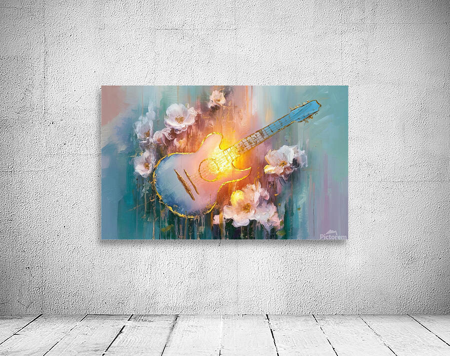 abstract oil painting that captures the essence of guitar music Wall Preview