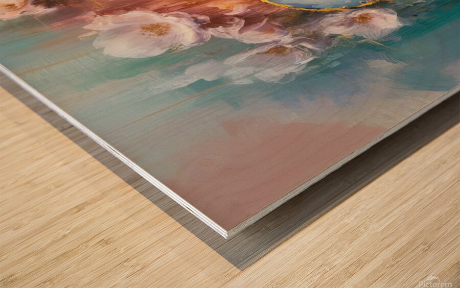 abstract oil painting that captures the essence of guitar music Wood print