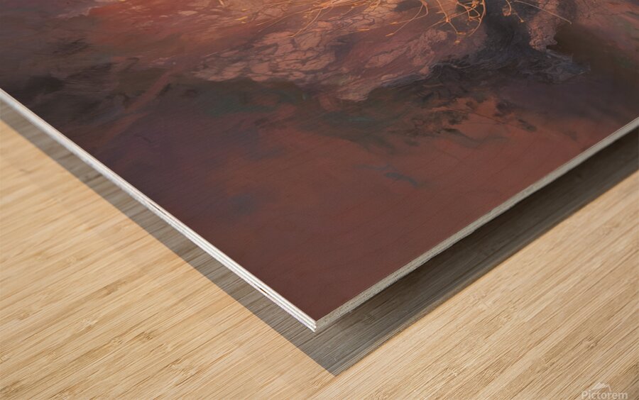 abstract oil painting that captures the essence of flowers  13 Wood print