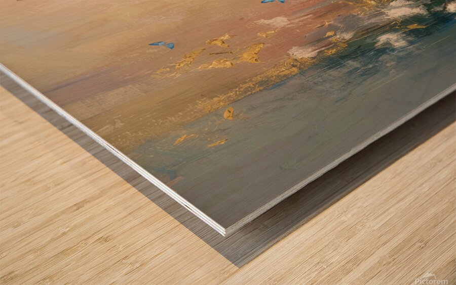 abstract oil painting that captures the essence of flowers  23 Wood print