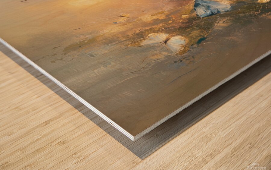 abstract oil painting that captures the essence of flowers  44 Wood print