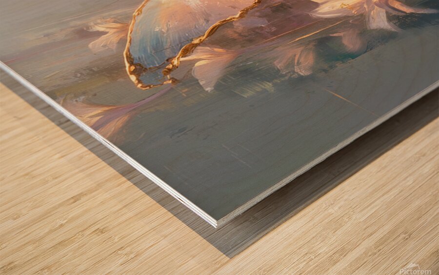 abstract oil painting that captures the essence of flowers  39 Wood print