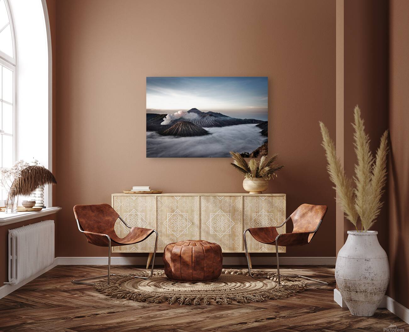 The majestic awakening of the Bromo volcano in Java Reproduction