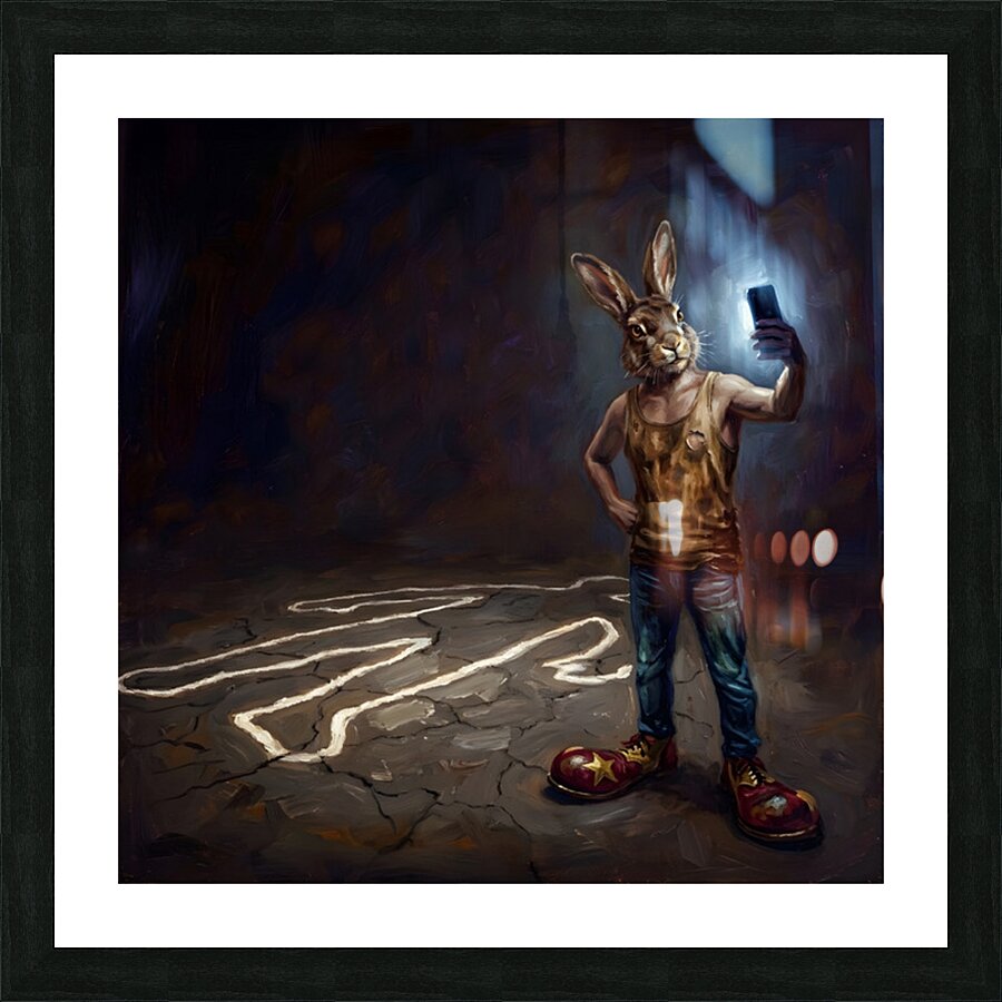 Rabbit Man Selfie  Picture Frame print