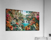 A breathtaking and vibrant illustration of an exotic tropical paradise Acrylic Print