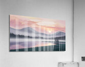 A misty mountain range and a tranquil lake at sunrise Acrylic Print