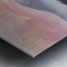 A misty mountain range and a tranquil lake at sunrise Metal print