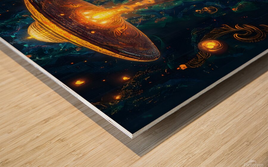 Celestial Ritual: The Shamanic UFO Vision Wood print