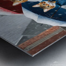 Cats with umbrellas on snowy day wall art Metal print