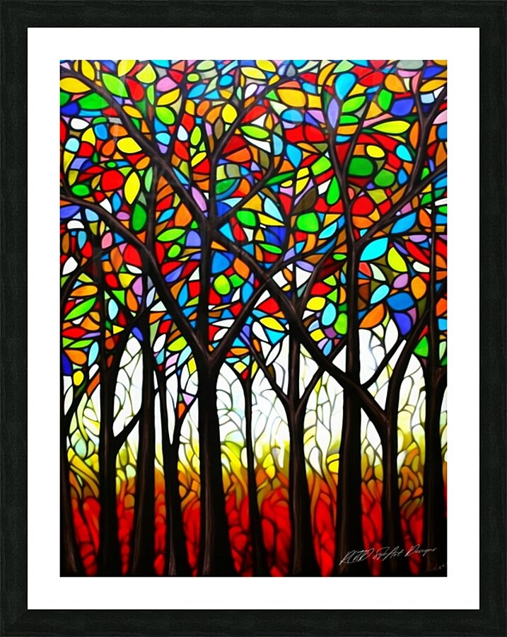Forest Stain Glass Picture Frame print