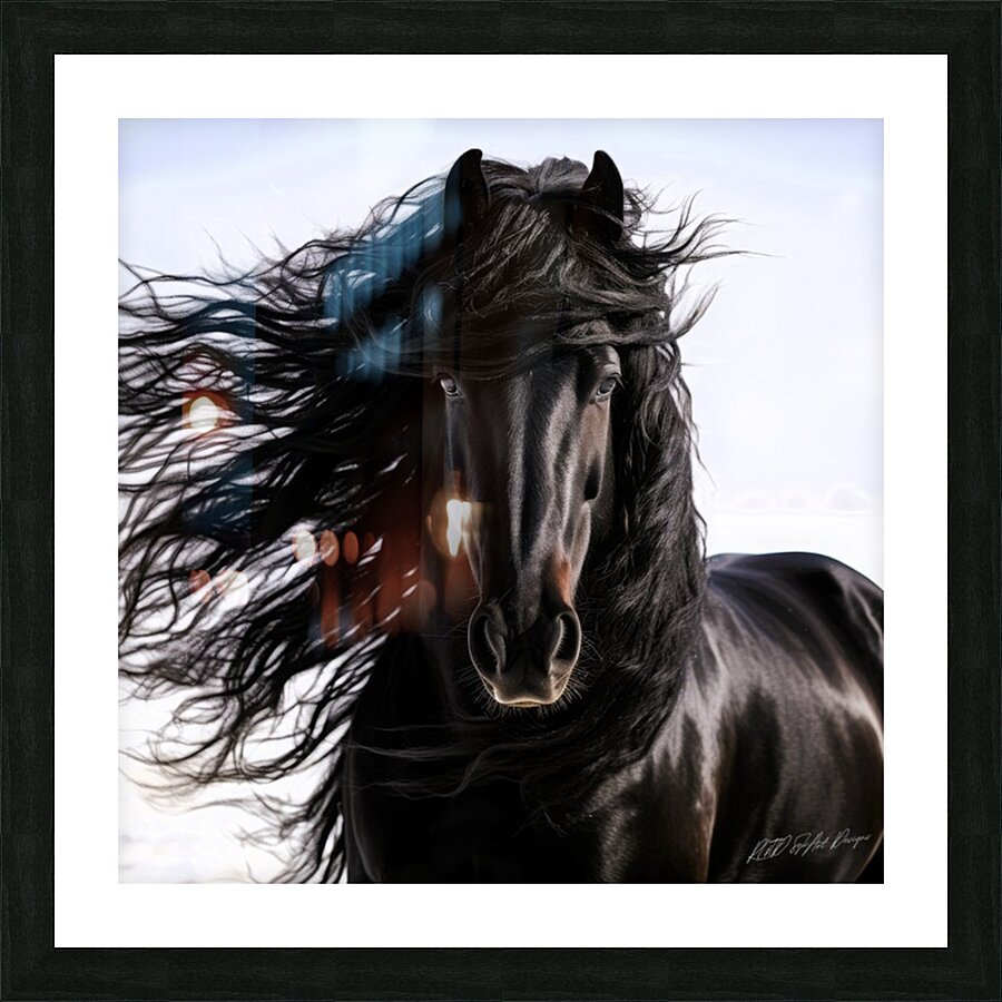 Friesian Black Horse - Mane Attraction Picture Frame print