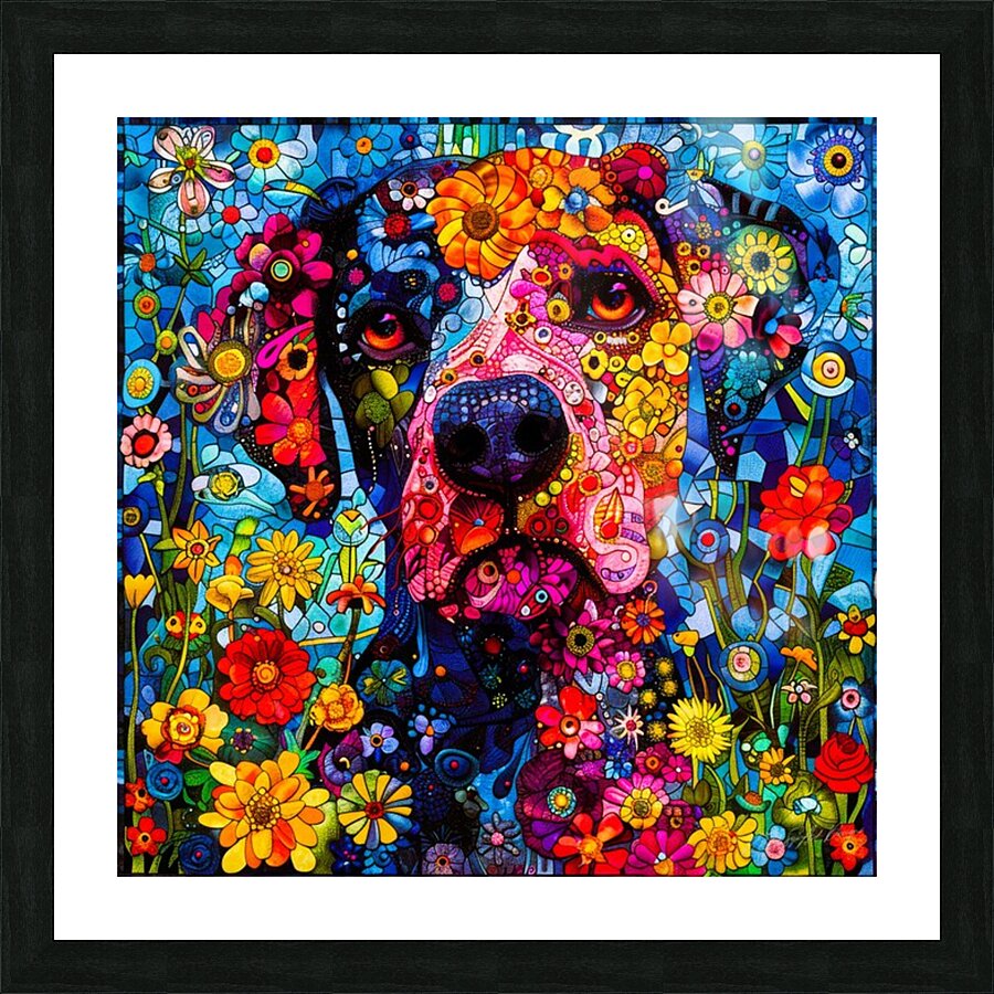 Puppy Loved - Flower Dog Picture Frame print