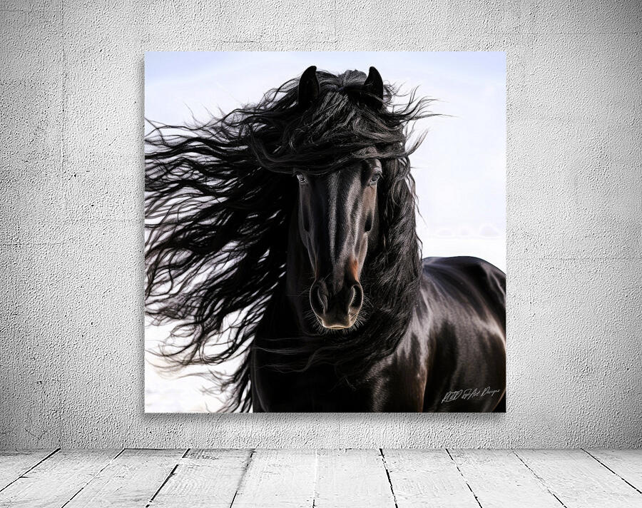 Friesian Black Horse - Mane Attraction Wall Preview