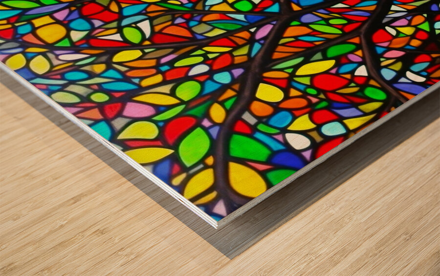 Forest Stain Glass Wood print