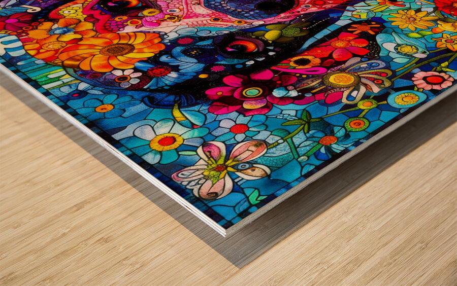 Puppy Loved - Flower Dog Wood print