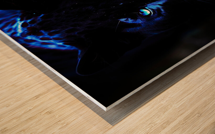 Panther Blue Wood print