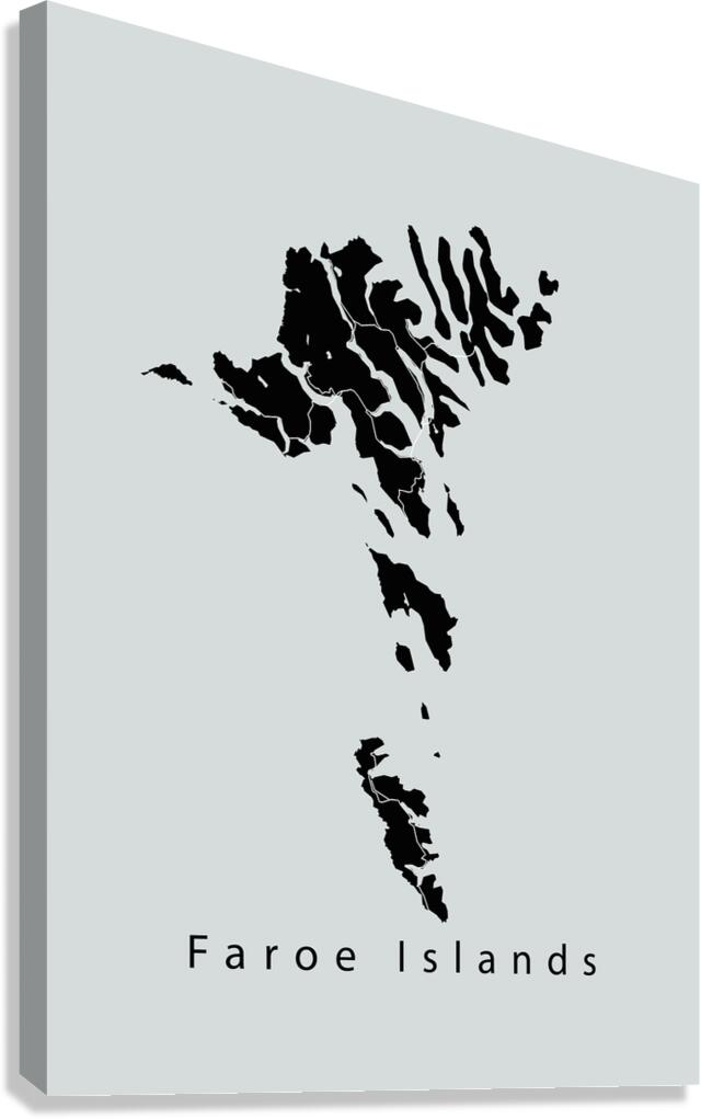 Faroe Island Map black Canvas Print