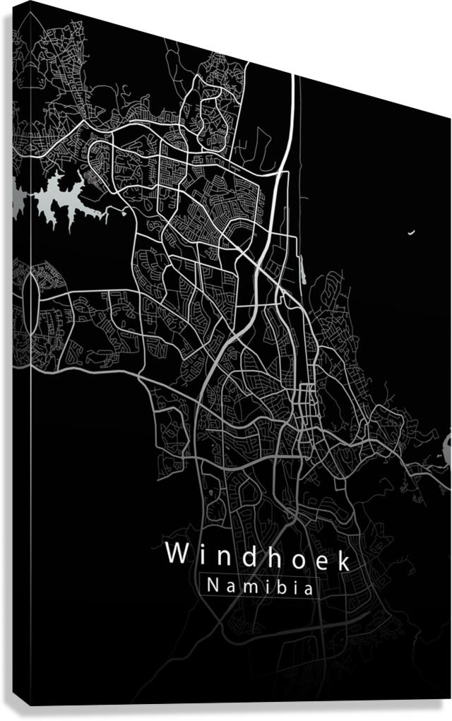Windhoek Namibia City Map black Canvas Print