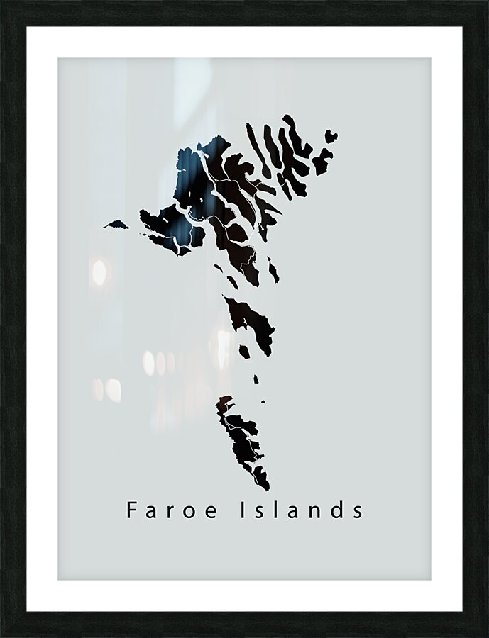 Faroe Island Map black Picture Frame print