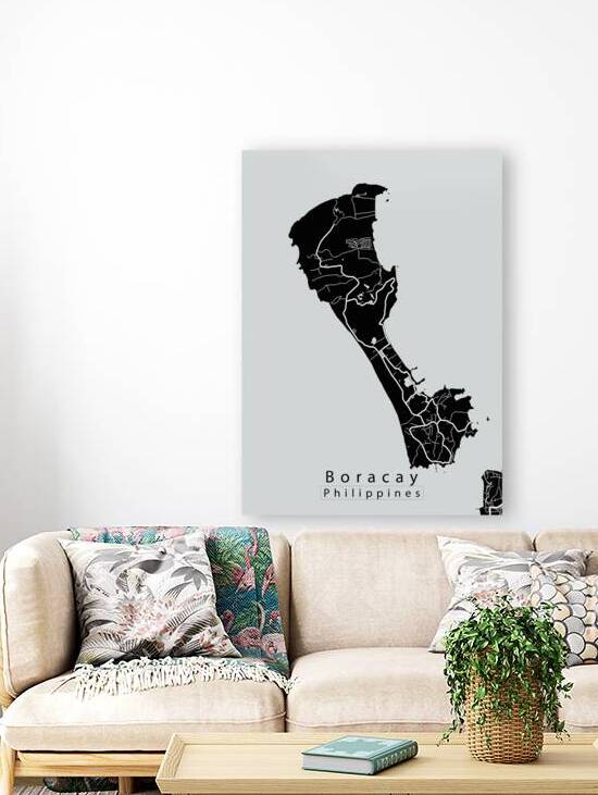 Boracay Philippines Island Map black by Mapique