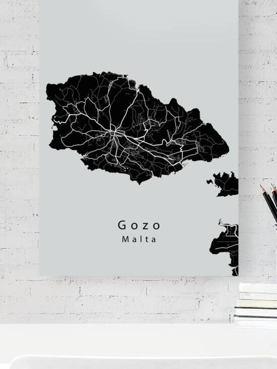 Gozo Malta Island Map black by Mapique
