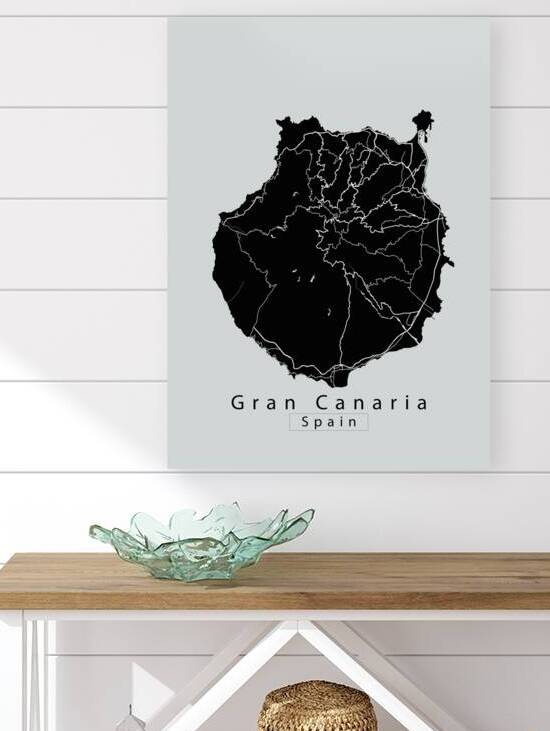 Gran Canaria Spain Island Map black by Mapique