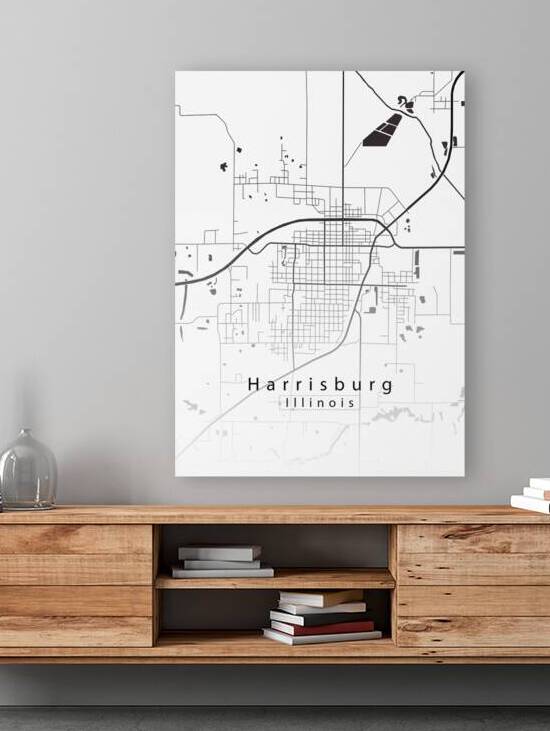 Harrisburg Illinois City Map white by Mapique