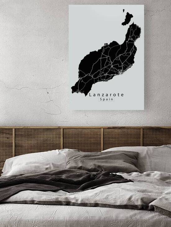 Lanzarote Spain Island Map black by Mapique
