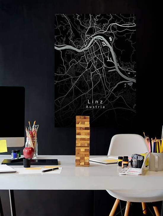 Linz Austria City Map black by Mapique