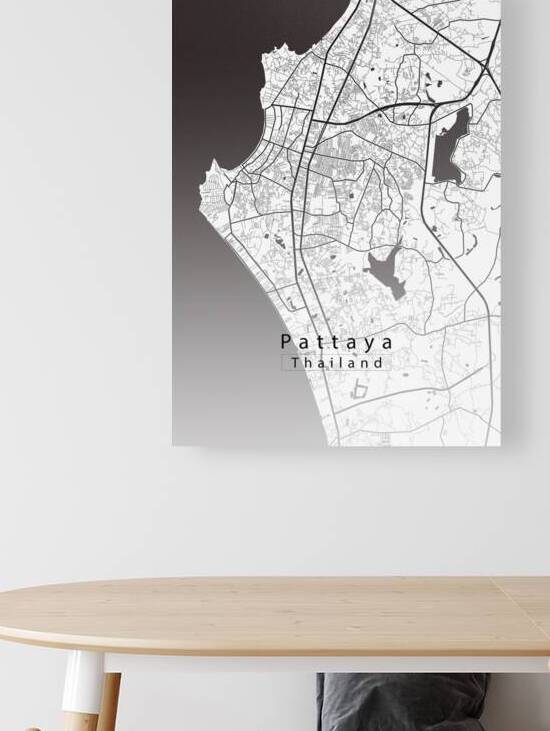 Pattaya Thailand City Map white by Mapique