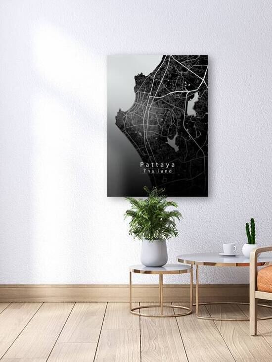 Pattaya Thailand City Map black by Mapique