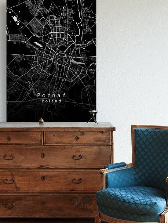 Poznan Poland City Map black by Mapique
