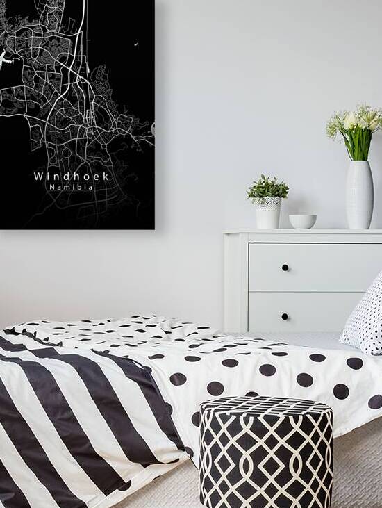 Windhoek Namibia City Map black by Mapique