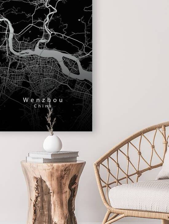 Wenzhou China City Map black by Mapique