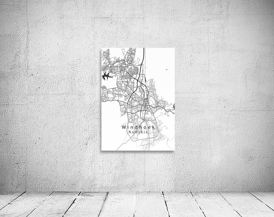 Windhoek Namibia City Map white Wall Preview