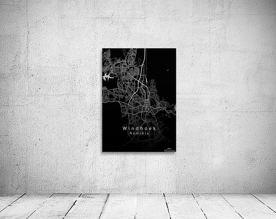Windhoek Namibia City Map black Wall Preview