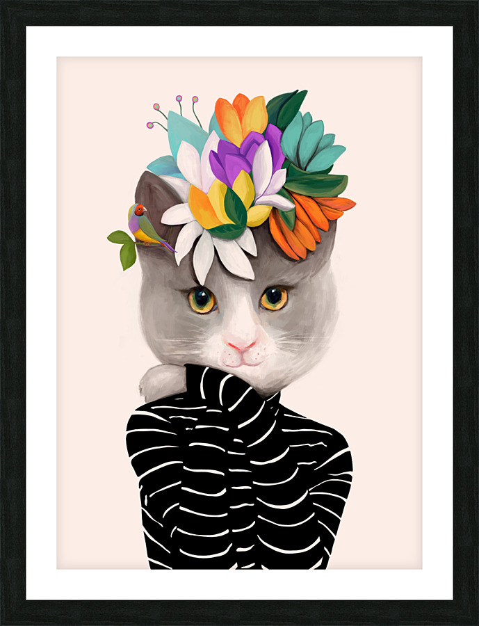 Fridas cat Picture Frame print
