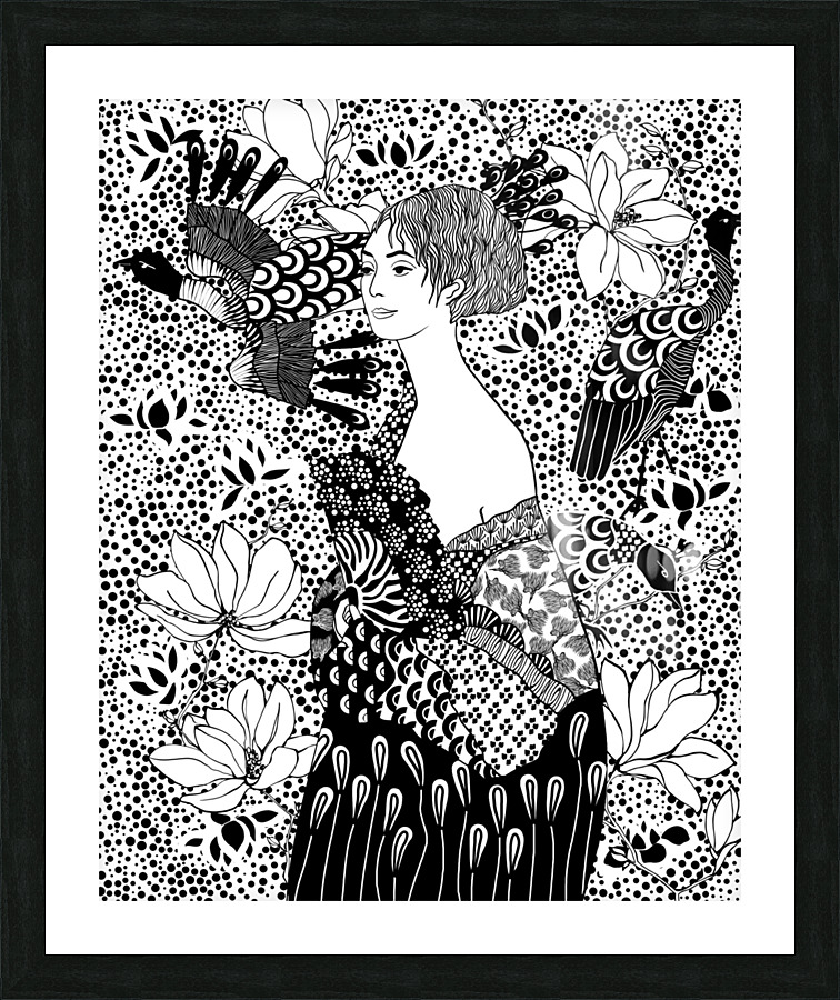 Lady with a fan Picture Frame print