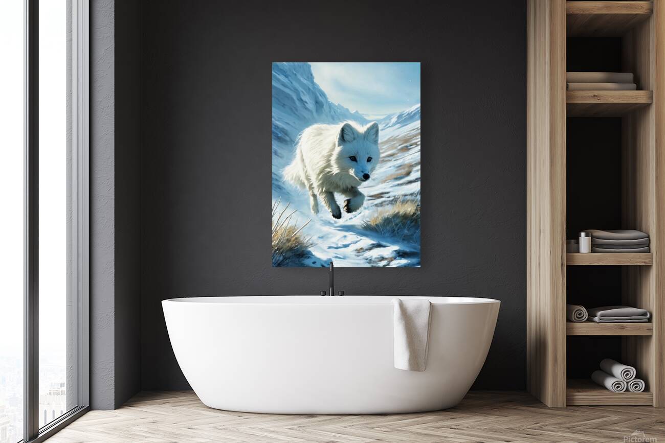 An illustration of an arctic fox with white fur  Reproduction